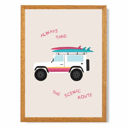 Scenic Route Pink, Blue Surfing  Art Print | Wall Art Plaza UK