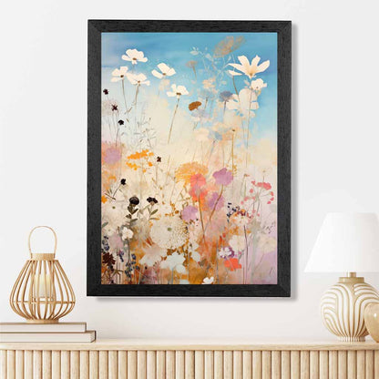 Abstract Floral Blue, Colourful Wild Flowers No 1  Art Print | Wall Art Plaza UK