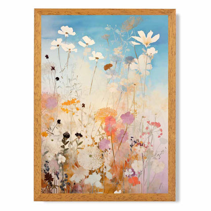 Abstract Floral Blue, Colourful Wild Flowers No 1  Art Print | Wall Art Plaza UK