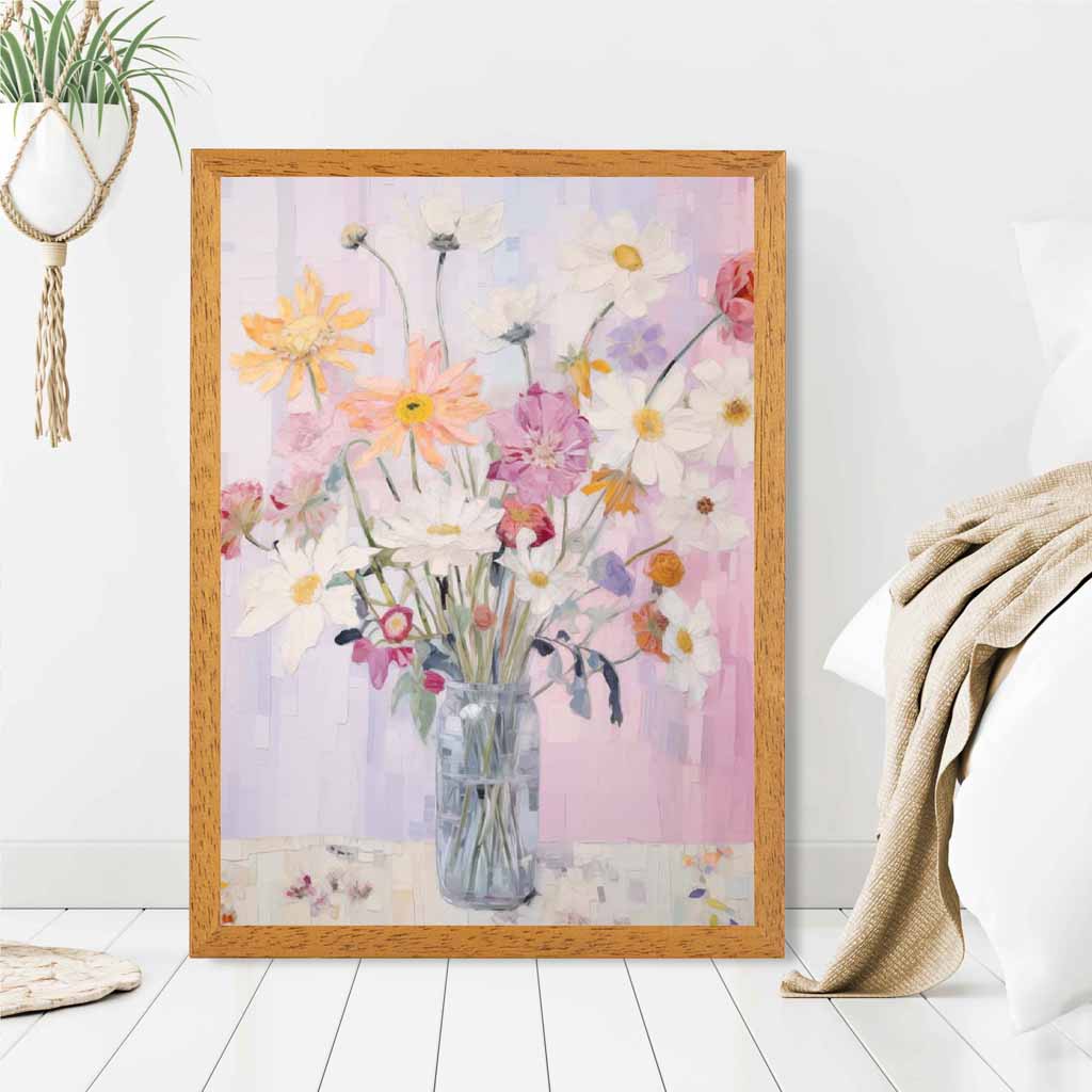 Pastel Floral Pink, Colourful Flowers  Art Poster | Wall Art Plaza UK