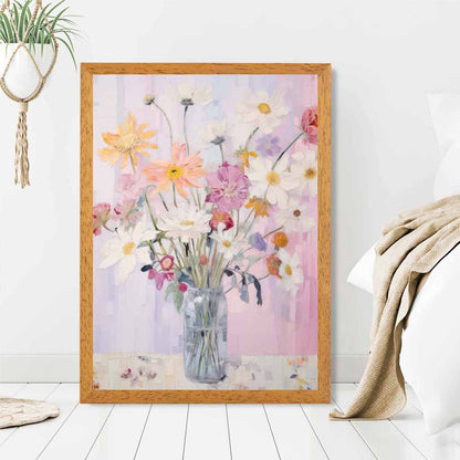 Pastel Floral Pink, Colourful Flowers  Art Poster | Wall Art Plaza UK
