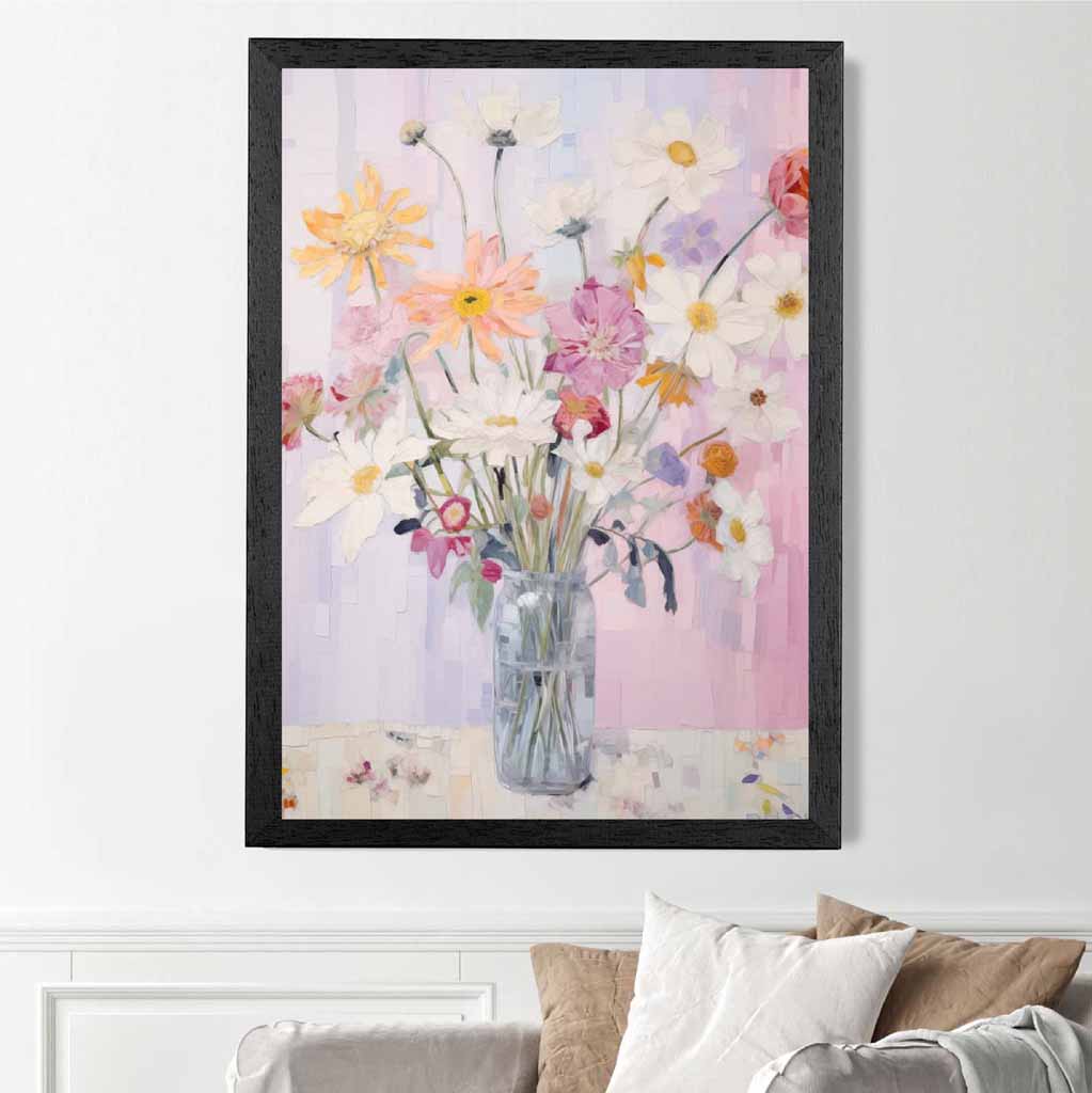 Pastel Floral Pink, Colourful Flowers  Art Poster | Wall Art Plaza UK
