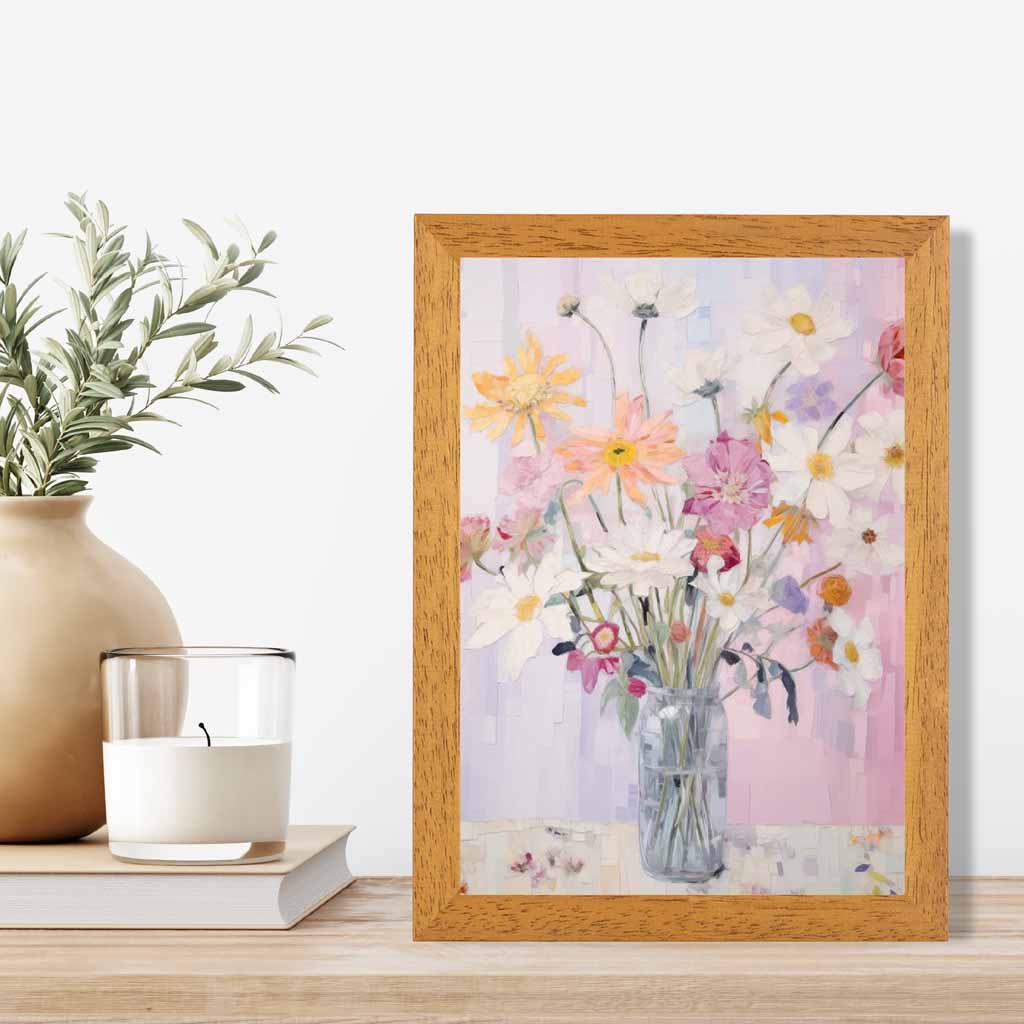 Pastel Floral Pink, Colourful Flowers  Art Poster | Wall Art Plaza UK