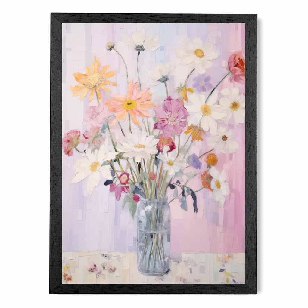 Pastel Floral Pink, Colourful Flowers  Art Poster | Wall Art Plaza UK