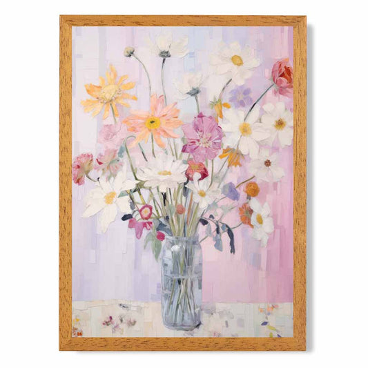 Pastel Floral Pink, Colourful Flowers  Art Poster | Wall Art Plaza UK