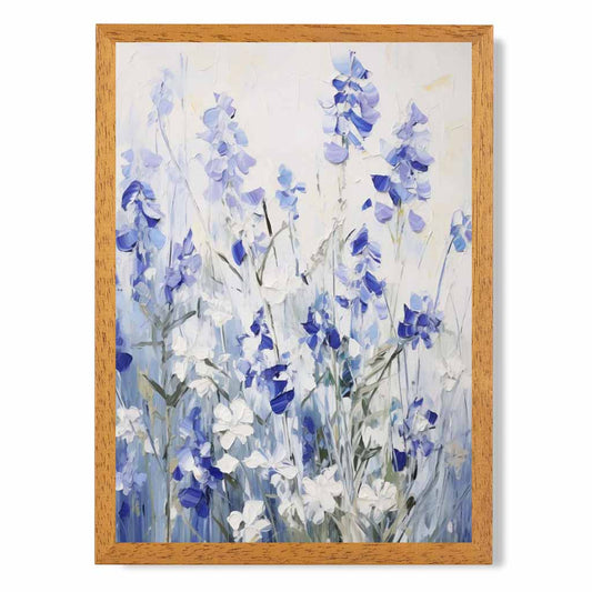 Abstract Painted Blue, Purple Flowers  Art Poster | Wall Art Plaza UK