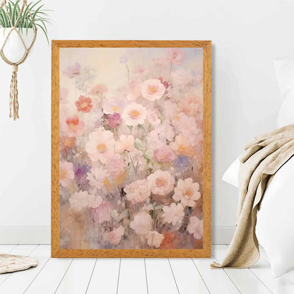Vintage Pastel Pink, Pastel Flower Garden  Art Print | Wall Art Plaza UK