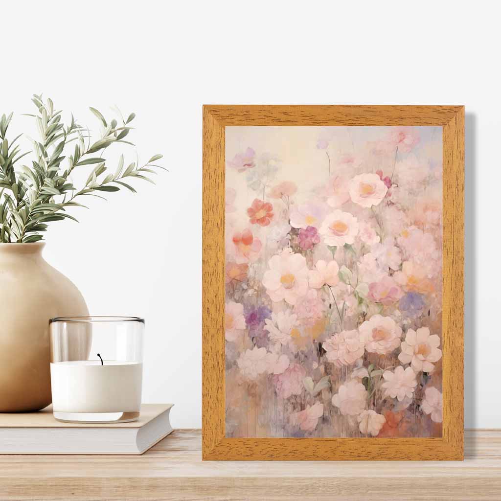 Vintage Pastel Pink, Pastel Flower Garden  Art Print | Wall Art Plaza UK