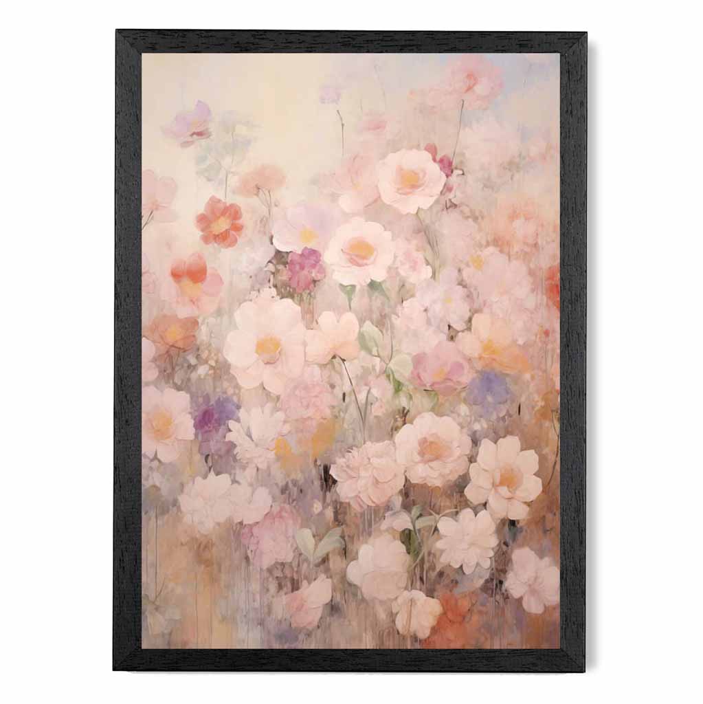 Vintage Pastel Pink, Pastel Flower Garden  Art Print | Wall Art Plaza UK