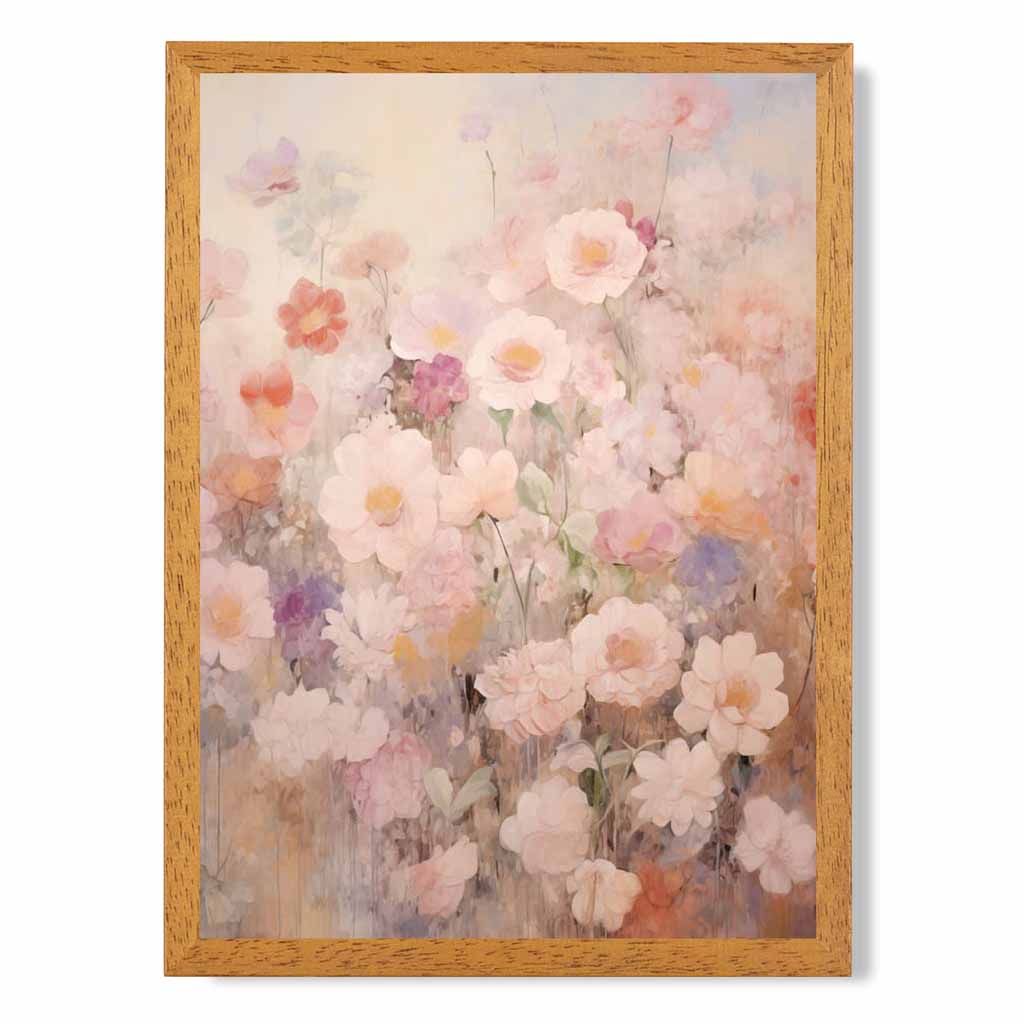 Vintage Pastel Pink, Pastel Flower Garden  Art Print | Wall Art Plaza UK