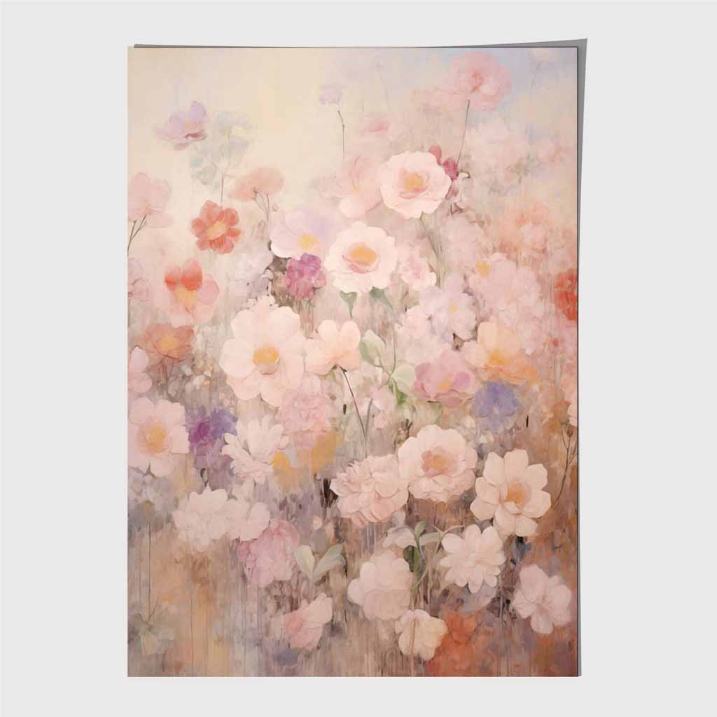 Vintage Pastel Pink, Pastel Flower Garden  Art Print | Wall Art Plaza UK