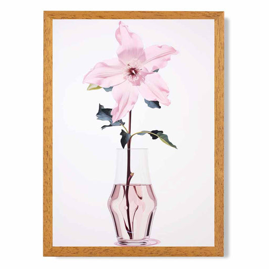 Floral Illustration Pink, Blue Clematis Flower  Art Poster | Wall Art Plaza UK