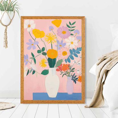 Abstract Floral Pink, Colourful Flowers No 1  Art Poster | Wall Art Plaza UK