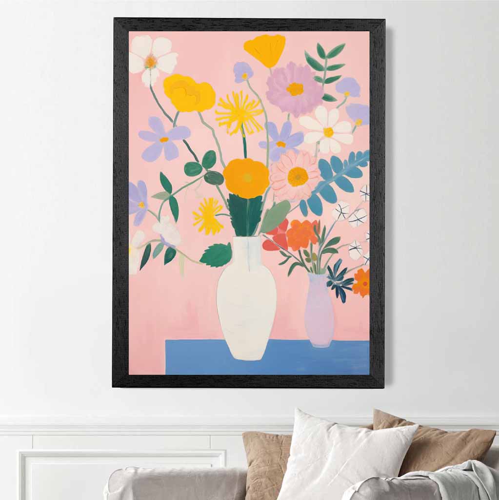 Abstract Floral Pink, Colourful Flowers No 1  Art Poster | Wall Art Plaza UK