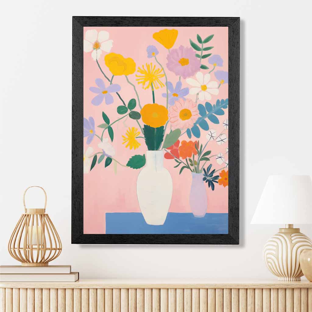 Abstract Floral Pink, Colourful Flowers No 1  Art Poster | Wall Art Plaza UK