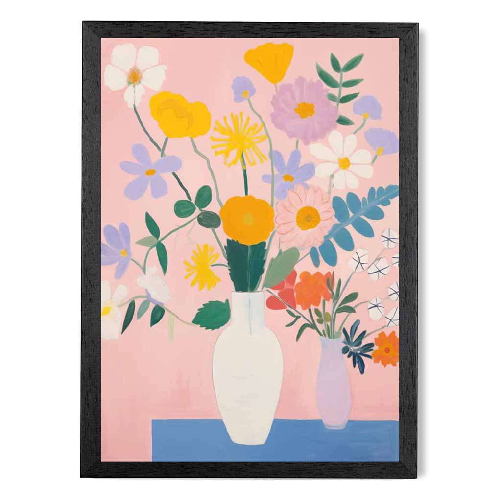 Abstract Floral Pink, Colourful Flowers No 1  Art Poster | Wall Art Plaza UK