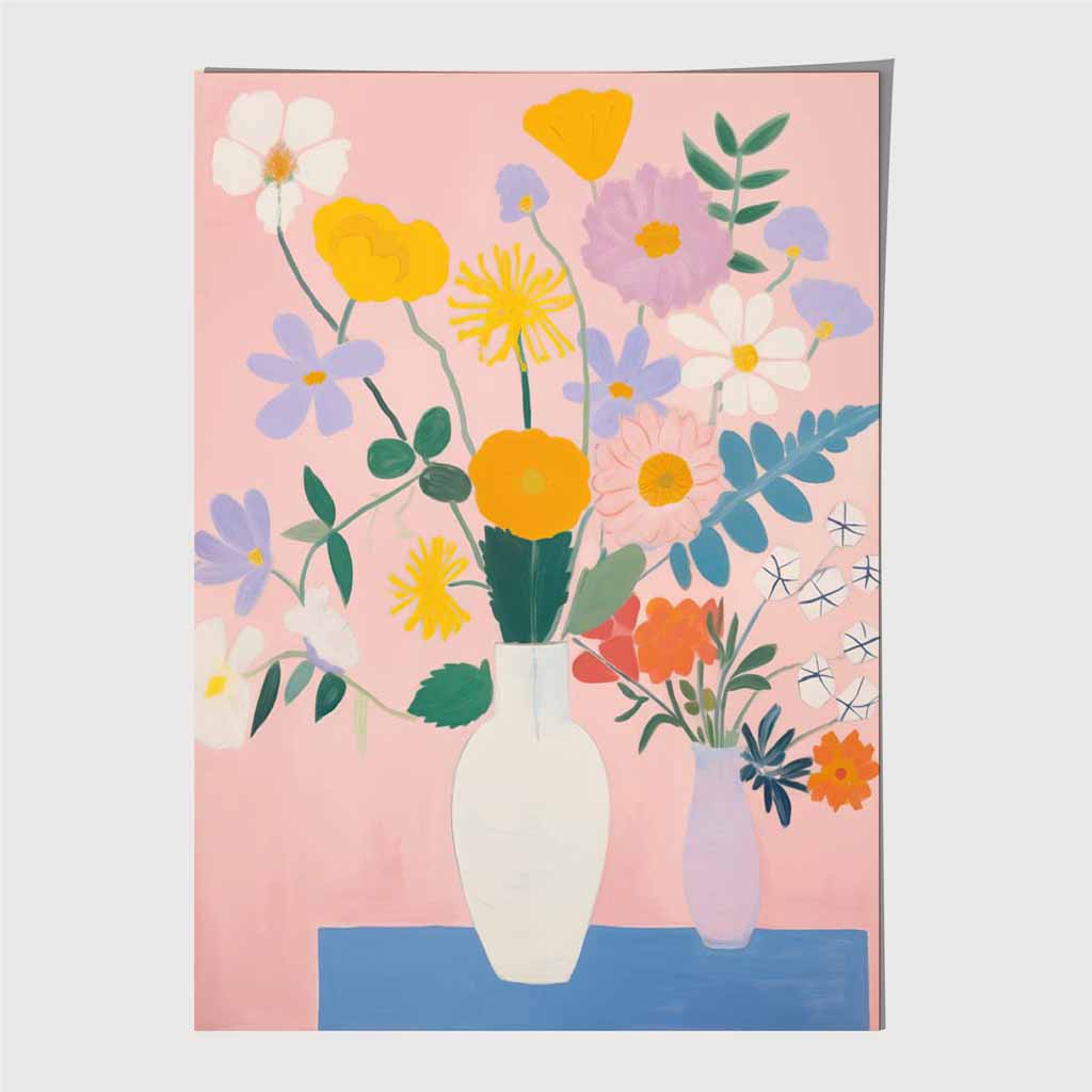 Abstract Floral Pink, Colourful Flowers No 1  Art Poster | Wall Art Plaza UK