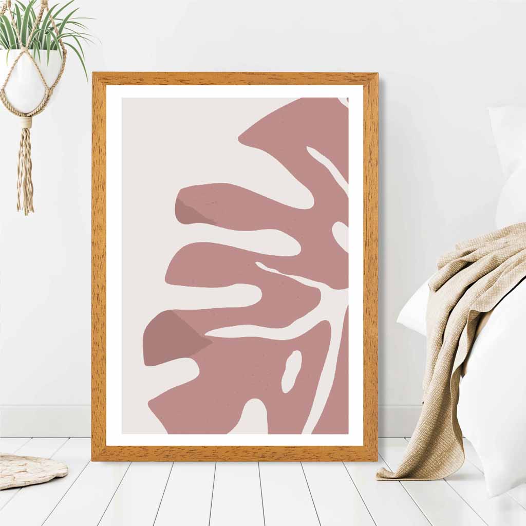 Modern Graphical Pink Monstera Leaf No 1 Art Poster | Wall Art Plaza