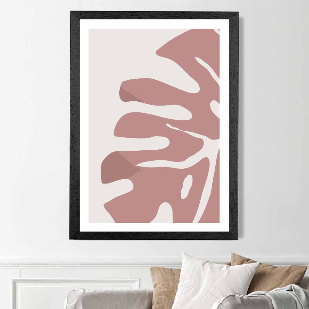 Modern Graphical Pink Monstera Leaf No 1 Art Poster | Wall Art Plaza