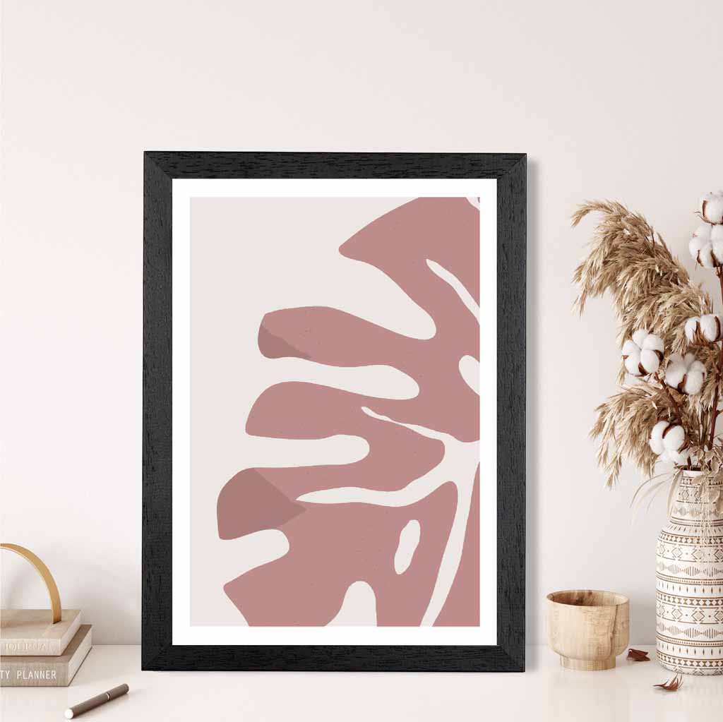 Modern Graphical Pink Monstera Leaf No 1 Art Poster | Wall Art Plaza