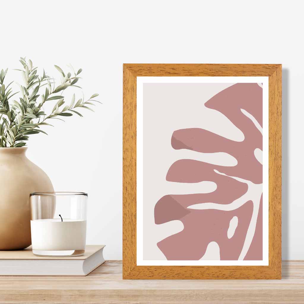 Modern Graphical Pink Monstera Leaf No 1 Art Poster | Wall Art Plaza