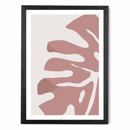 Modern Graphical Pink Monstera Leaf No 1 Art Poster | Wall Art Plaza