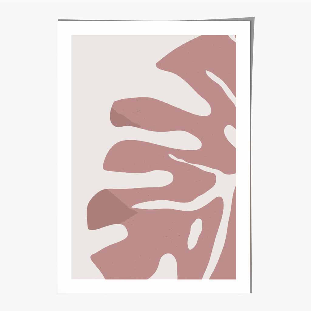 Modern Graphical Pink Monstera Leaf No 1 Art Poster | Wall Art Plaza