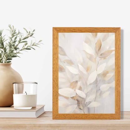 Pastel Painted Beige,  Leaves  Art Print | Wall Art Plaza UK