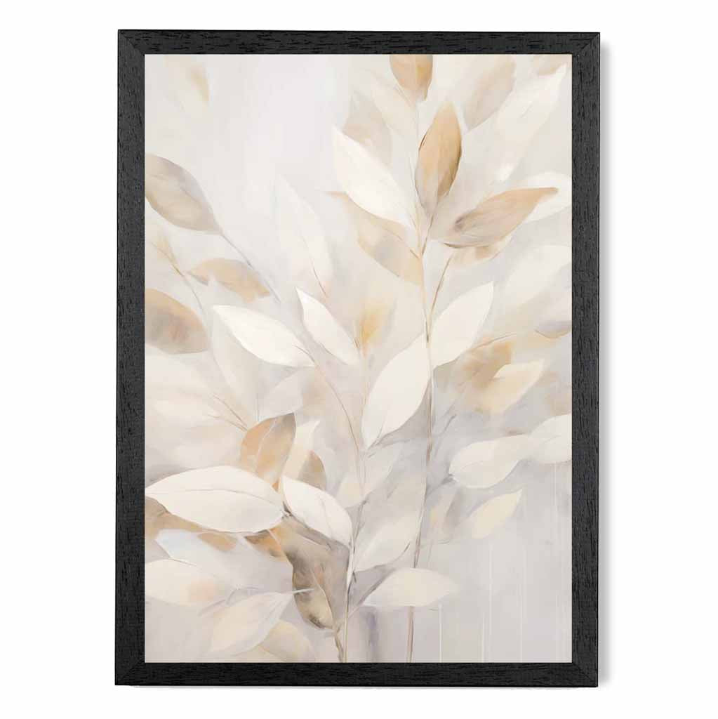 Pastel Painted Beige,  Leaves  Art Print | Wall Art Plaza UK