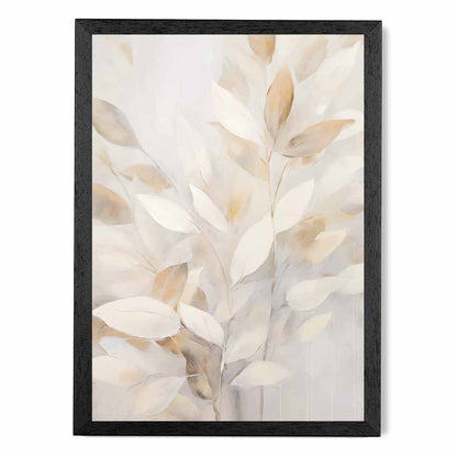 Pastel Painted Beige,  Leaves  Art Print | Wall Art Plaza UK