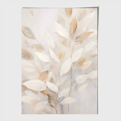 Pastel Painted Beige,  Leaves  Art Print | Wall Art Plaza UK