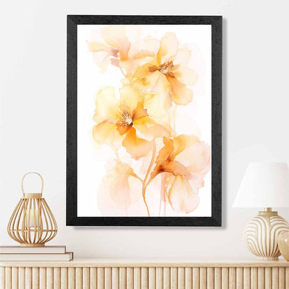 Floral Illustration Yellow, Orange Flowers No 1  Art Print | Wall Art Plaza UK