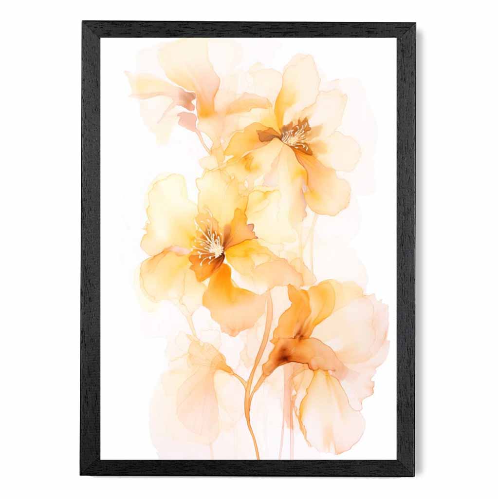 Floral Illustration Yellow, Orange Flowers No 1  Art Print | Wall Art Plaza UK