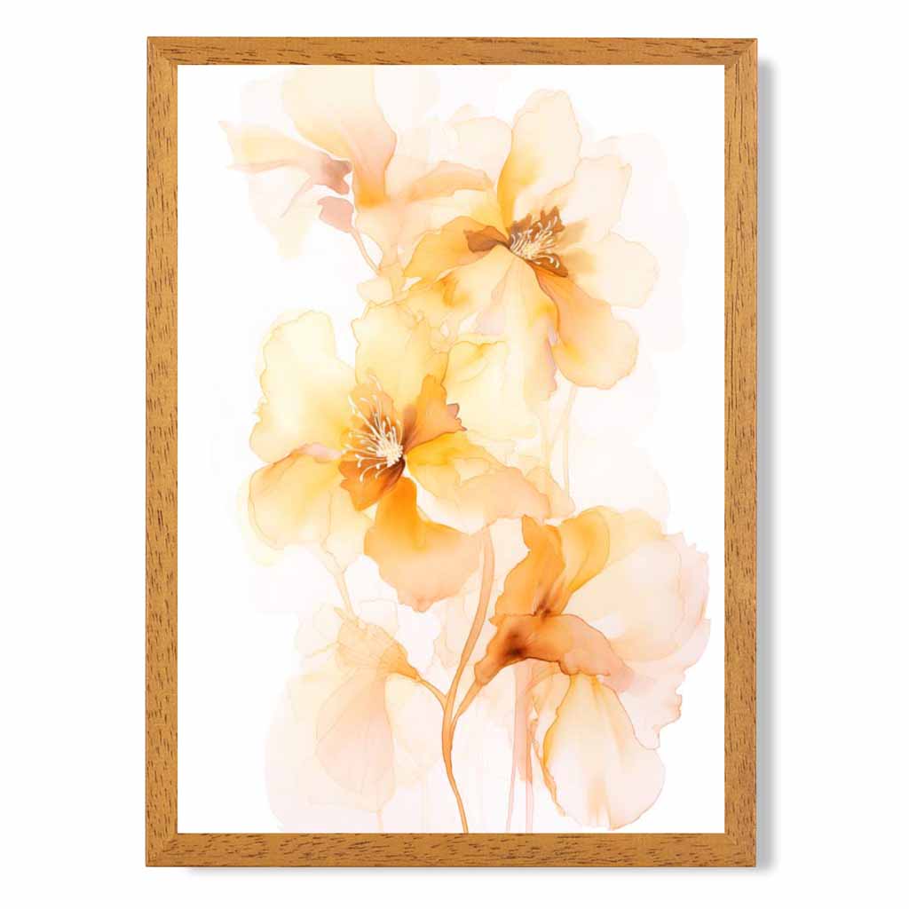 Floral Illustration Yellow, Orange Flowers No 1  Art Print | Wall Art Plaza UK