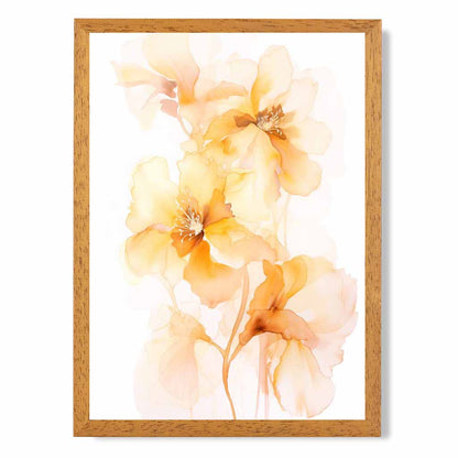 Floral Illustration Yellow, Orange Flowers No 1  Art Print | Wall Art Plaza UK