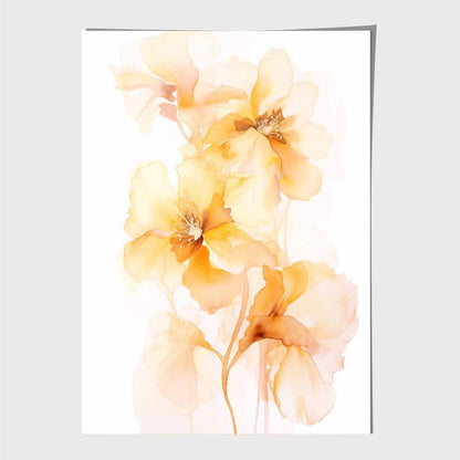 Floral Illustration Yellow, Orange Flowers No 1  Art Print | Wall Art Plaza UK