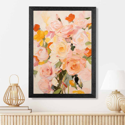 Modern Painted Pink, Yellow Roses  Art Poster | Wall Art Plaza UK