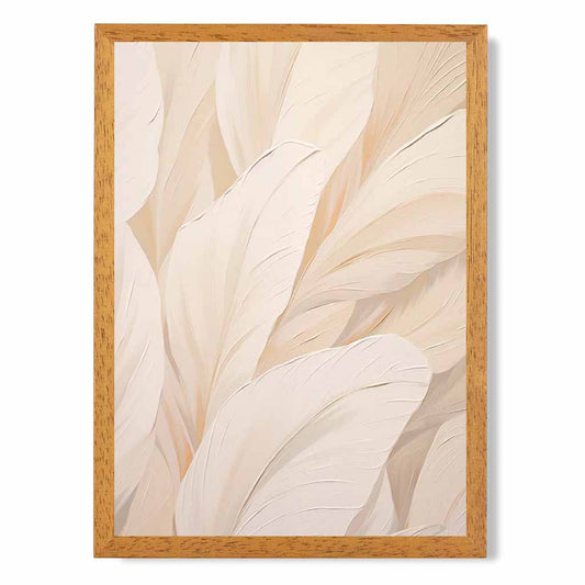 Pastel Painted Beige, Ivory Leaves  Art Print | Wall Art Plaza UK