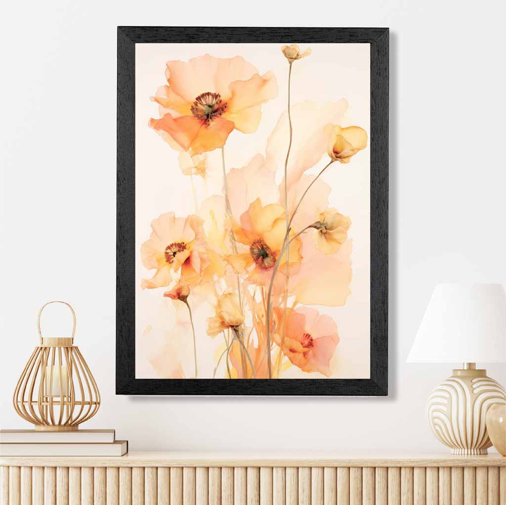 Floral Illustration Yellow, Orange Flowers No 2  Art Print | Wall Art Plaza UK