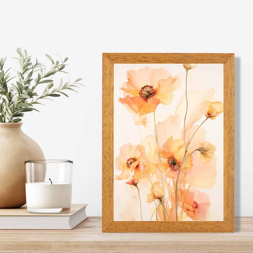 Floral Illustration Yellow, Orange Flowers No 2  Art Print | Wall Art Plaza UK