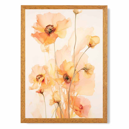 Floral Illustration Yellow, Orange Flowers No 2  Art Print | Wall Art Plaza UK