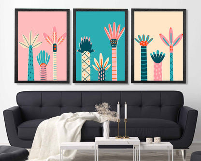 Set of 3 Neon Palms