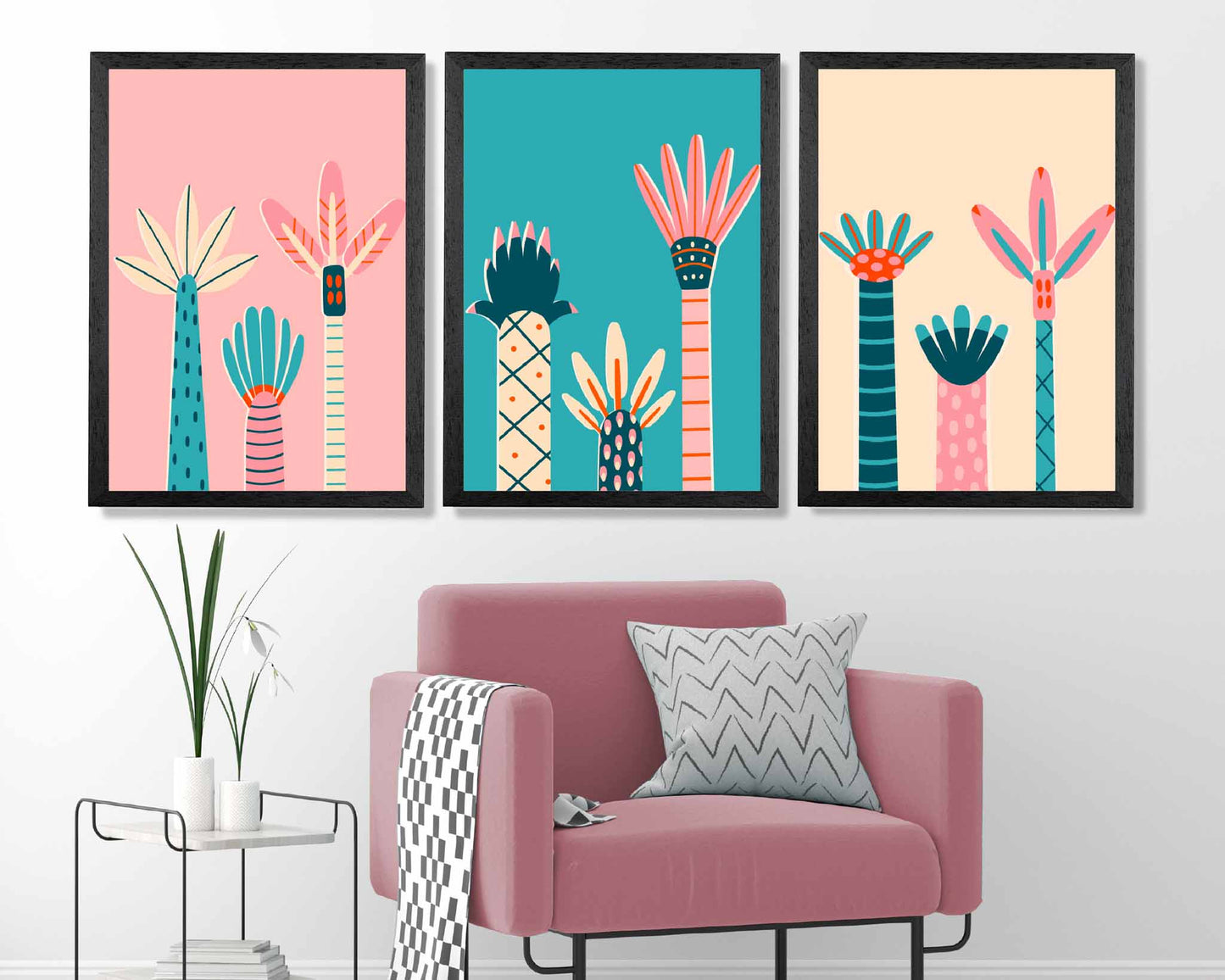 Set of 3 Neon Palms