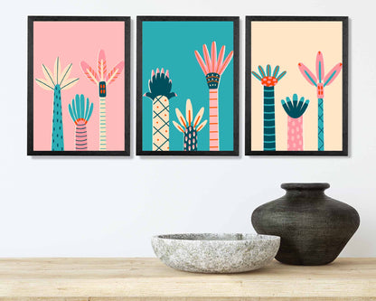 Set of 3 Neon Palms