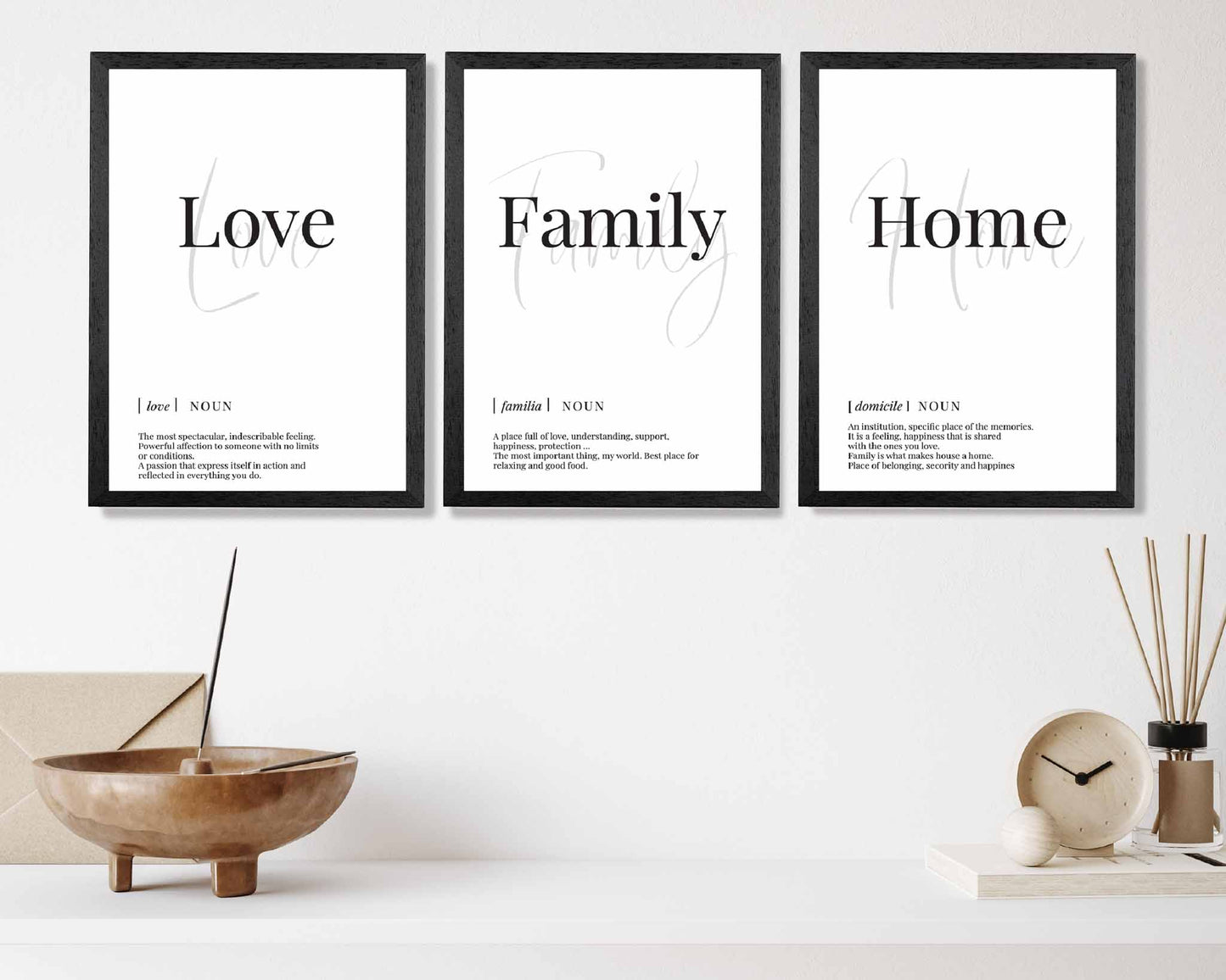 Set of 3 Love, Family, Home Quote Prints